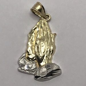 10k Solid Gold Praying Hands Pendant